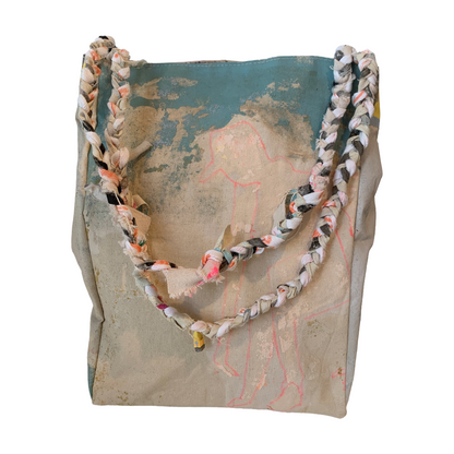JULIE POULSEN | ‘Coffee Bean bag' (3) | Re-cycled painting / plaited handle | Small