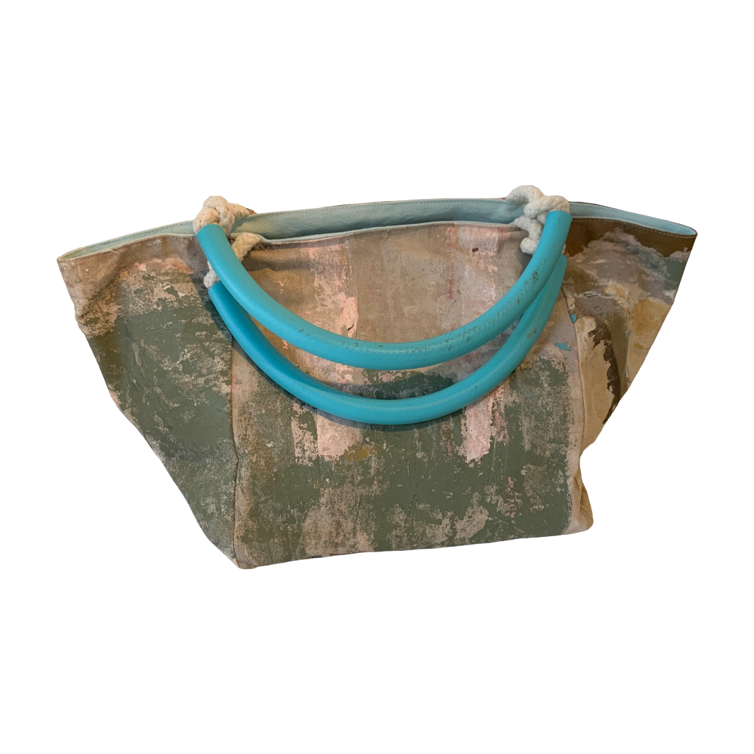JULIE POULSEN | ‘Land Meets Sea‘ Boat bag: Midi | Re-cycled painting | Medium