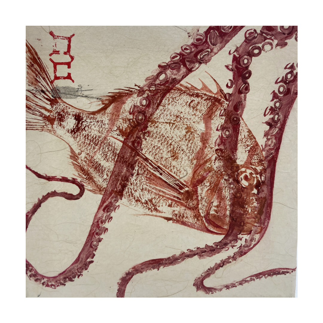JANE DENNIS | 'Shadow of a Doubt' | Gyotaku print / ink + raw fish