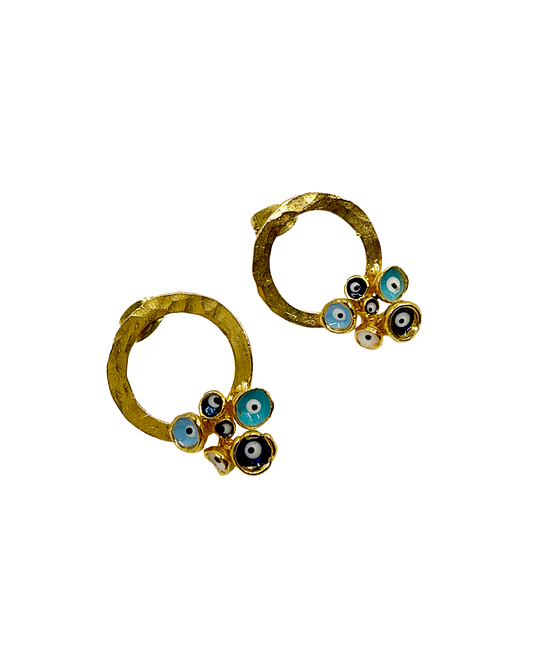 ARTIZ | ‘Evil Eye’(blue) Earrings | Bronze / silver / enamel