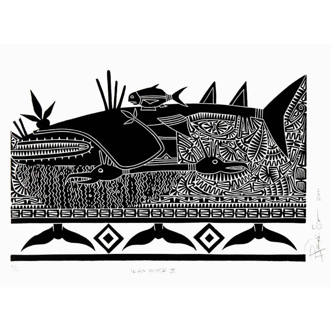 BRIAN ROBINSON | 'Ilan mask II' | Linocut print