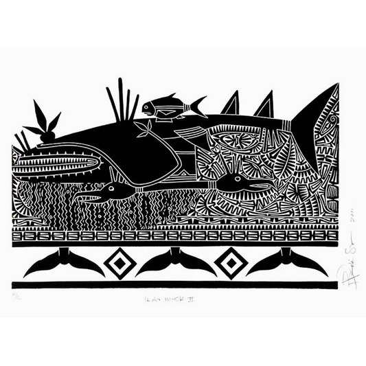 BRIAN ROBINSON | 'Ilan mask II' | Linocut print