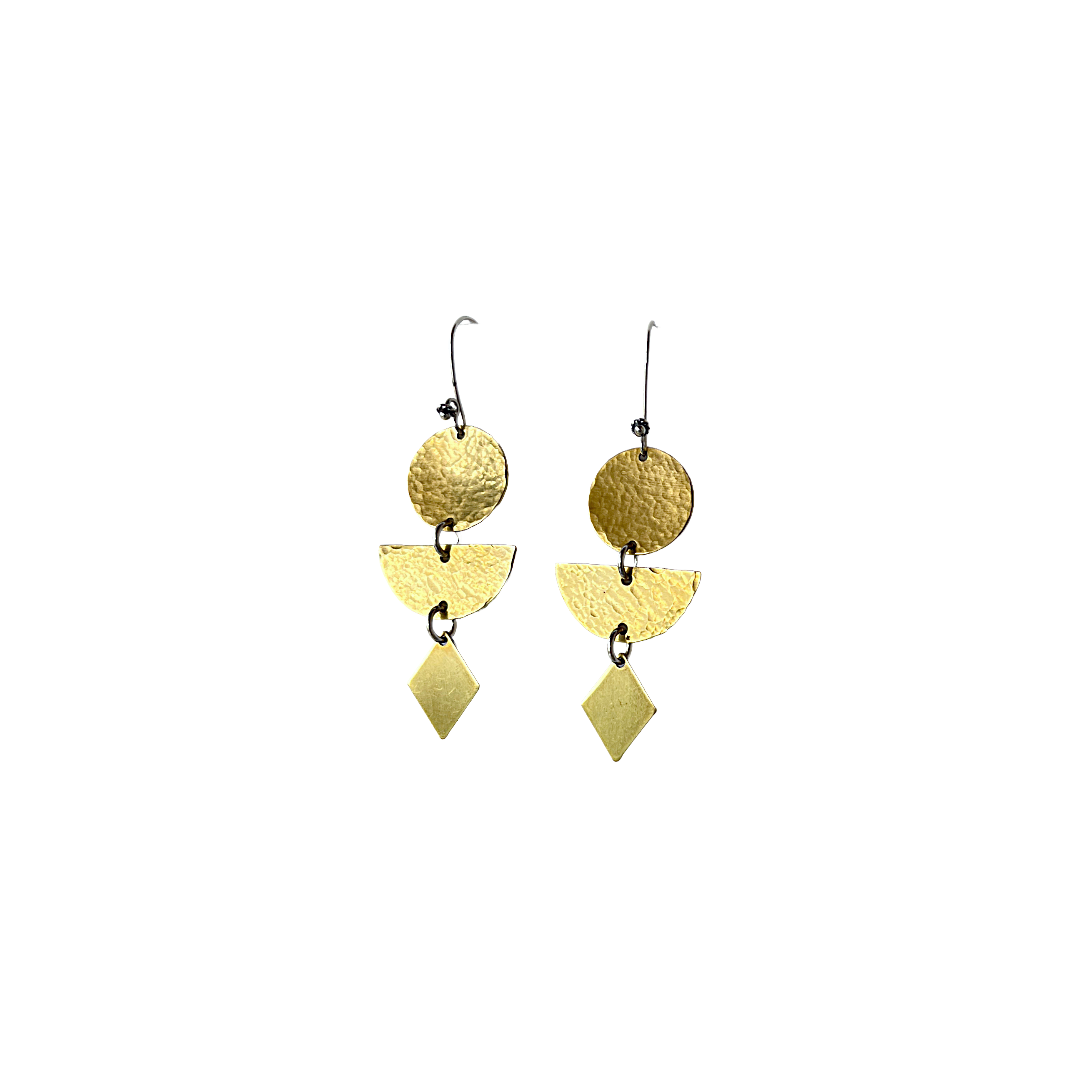 WILD CHARM JEWELLERY | 'Sun Over Moon' Earrings | Sterling silver hooks / hand stamped brass