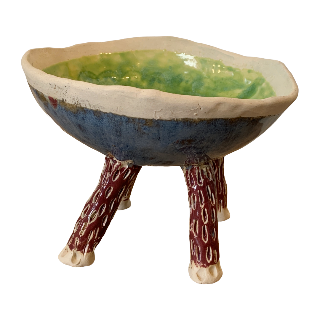 FLINTSTONE DESIGNS | ‘Green Burgundy Legs Critter’ | Ceramic