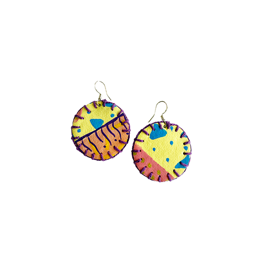 MUM’A NAI | ‘Midi Bling – Colour Me Happy #7 | Upcycled blue cotton material + acrylic on canvas