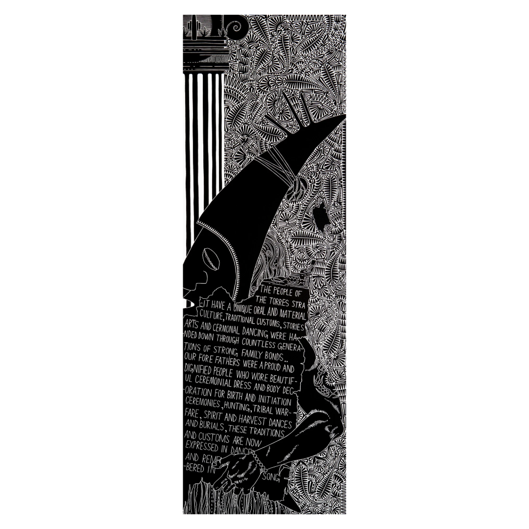 BRIAN ROBINSON | 'He ascended from the heavens with a plank of text' | Linocut Print