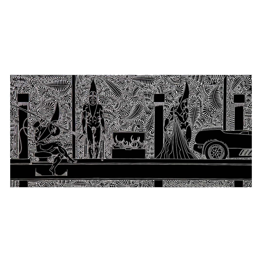 BRIAN ROBINSON | '3 Fishermen and a Lamborghini' | Linocut Print