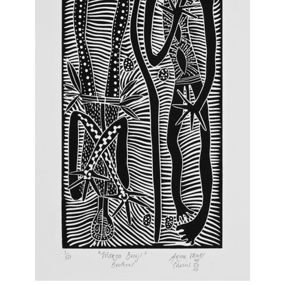 ARONE MEEKS | 'Maroo bunji (brothers)' | Linocut Print