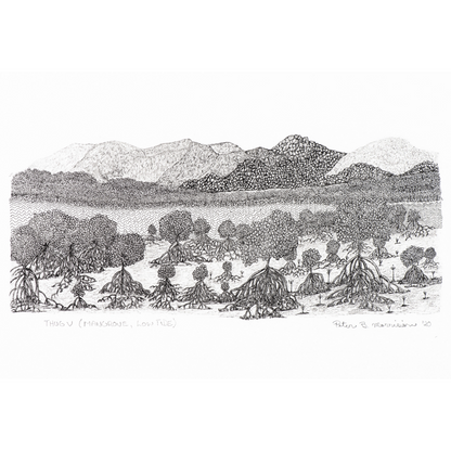 PETER B MORRISON | 'Thag V' (Mangrove, Low Tide) Drawing | Pen and ink on archival paper. Framed