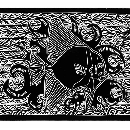 JOEL SAM | 'Long-finned Batfish' | Linocut