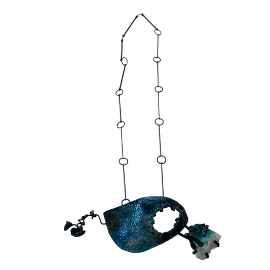 LOIS HAYES | ‘Shifting Contours - Necklace 2’ | 2025 | Enamel / recycled copper/ chrysocolla in quartz