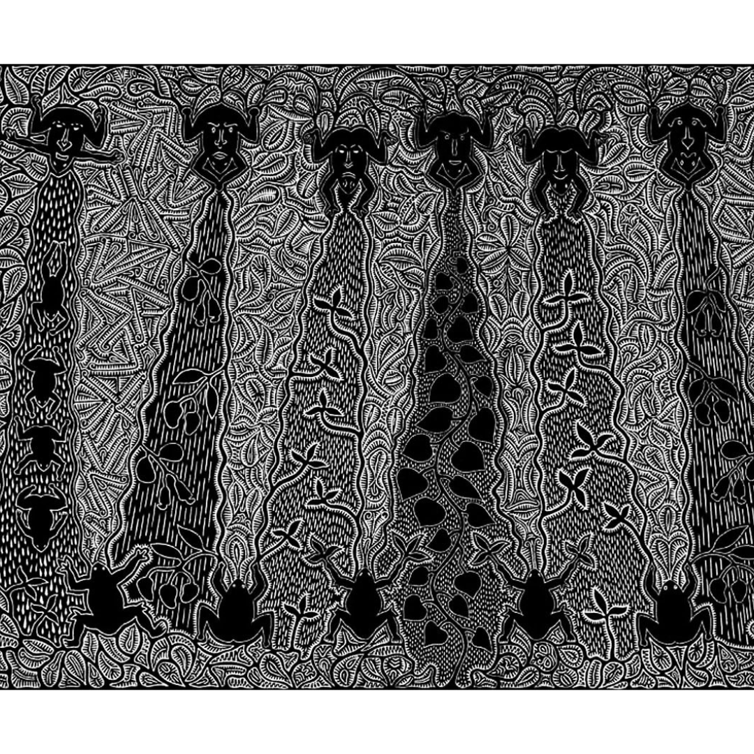BILLY MISSI | 'Ari sulam ka (calling on the rain)' Linocut Print