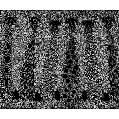 BILLY MISSI | 'Ari sulam ka (calling on the rain)' Linocut Print