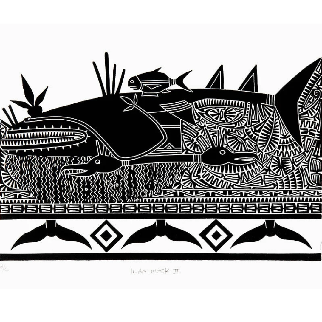 BRIAN ROBINSON | 'Ilan mask II' | Linocut print