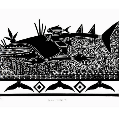 BRIAN ROBINSON | 'Ilan mask II' | Linocut print