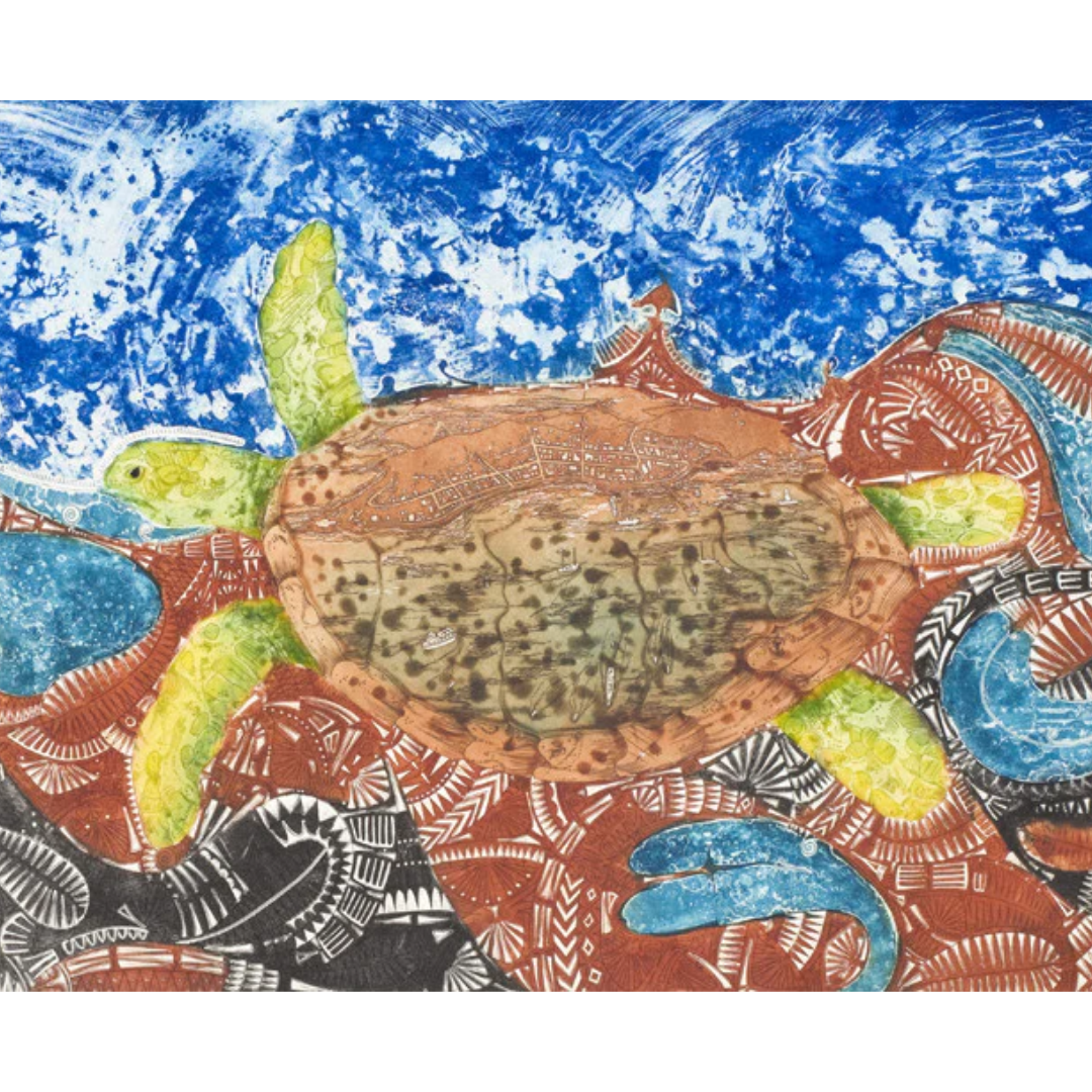 BRIAN ROBINSON | 'Water world of Waiben where warual swim through woven waters' | Etching / Five Colours 2015