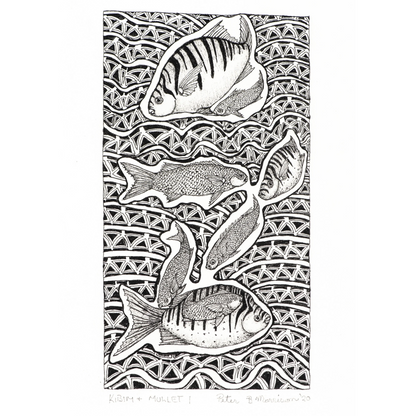 PETER B MORRISON | 'Kibim & Mullet I' Drawing | Pen and ink on archival paper