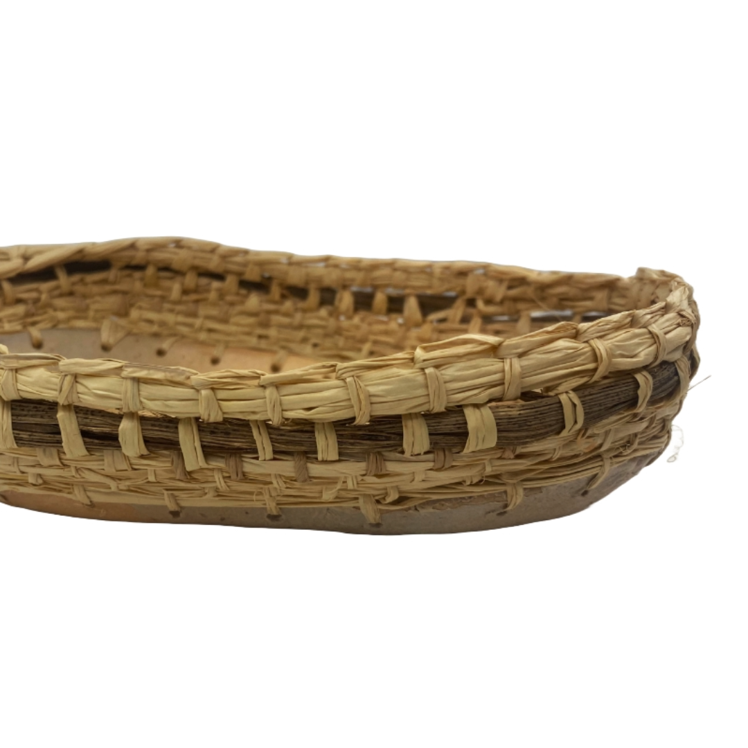 CHOLENA HUGHES | ‘Clay Weaving #4 | Wood-fired mixed clay / woven Madagascan raffia / palm spathe