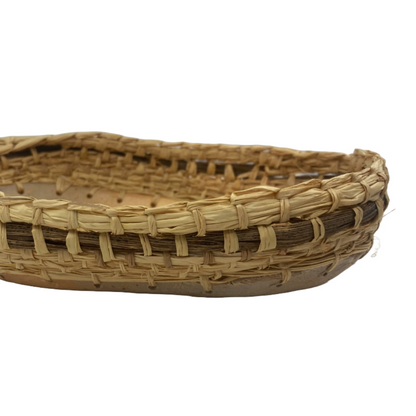 CHOLENA HUGHES | ‘Clay Weaving #4 | Wood-fired mixed clay / woven Madagascan raffia / palm spathe