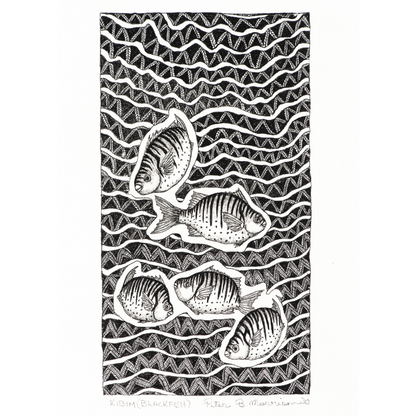 PETER B MORRISON | 'Kibim' (Black Fish) Drawing | Pen and ink on archival paper