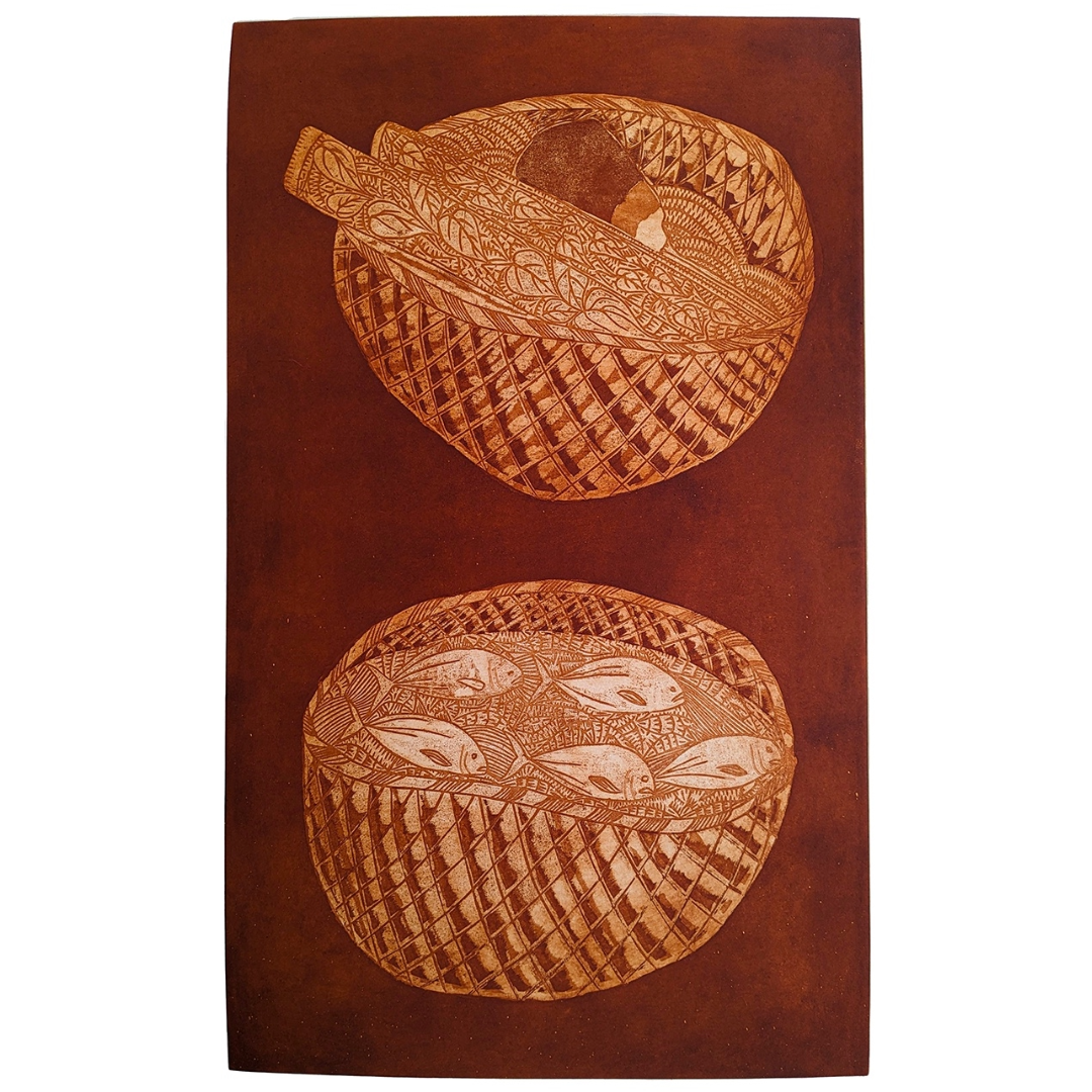 FIONA ELISALA-MOSBY | 'Lei: Aingu Zagethau Basket' | Etching