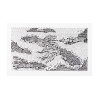 PETER B MORRISON |'Bithay Malu Apawlag II (Cuttlefish Garden)' | Pen + ink on archival paper / framed