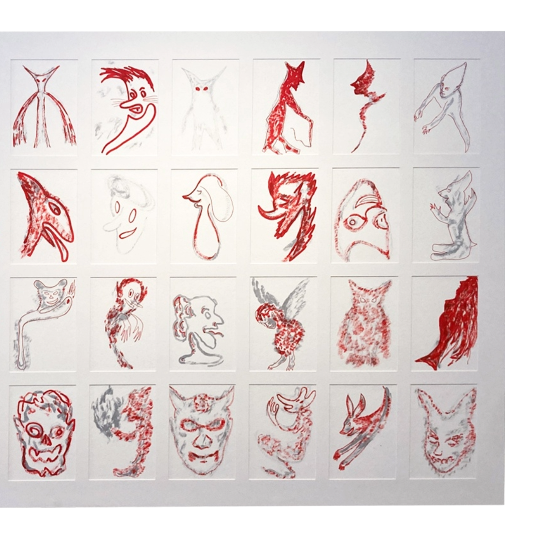 MARK MISIC | 'Spirits of the Red Rose' | 2024 | Mixed media on paper | H 680 x W 1184 mm