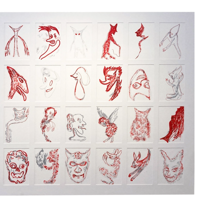 MARK MISIC | 'Spirits of the Red Rose' | 2024 | Mixed media on paper | H 680 x W 1184 mm