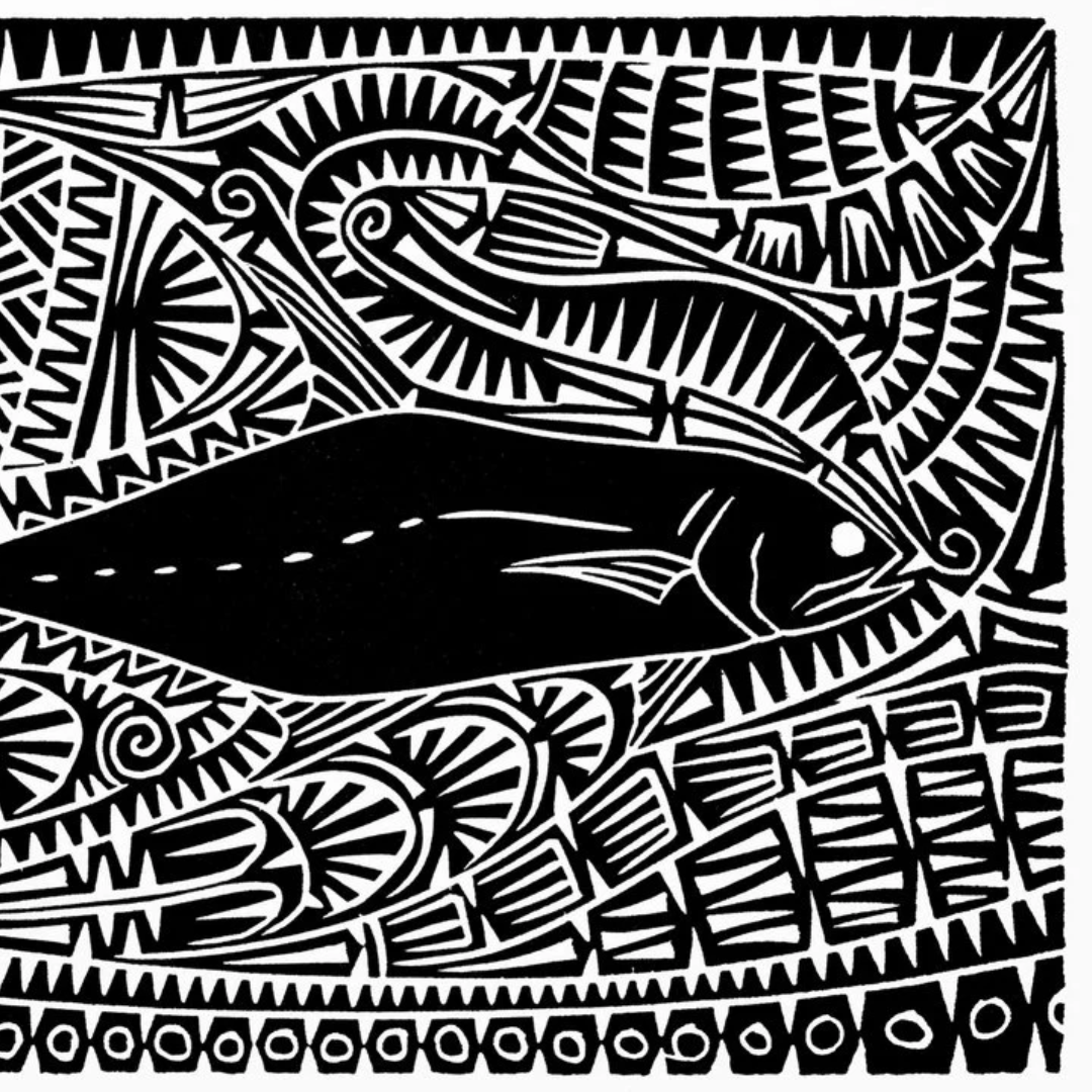 BRIAN ROBINSON | 'Queen Fish Motif' | Linocut print