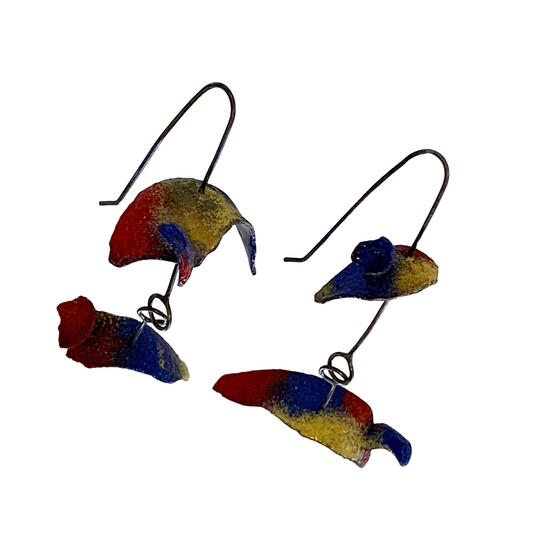 LOIS HAYES | ‘Shifting Contours - Earrings 8’ | 2025 | Enamel / recycled copper/ sterling silver