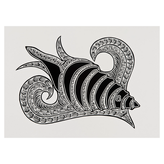 JOEL SAM | 'Bu (trumpet shell)' | Linocut Print