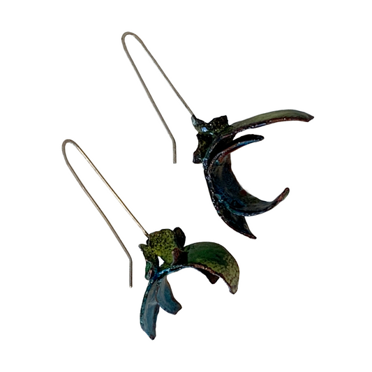 LOIS HAYES | ‘Shifting Contours - Earrings 7’ | 2025 | Enamel / recycled copper/ sterling silver