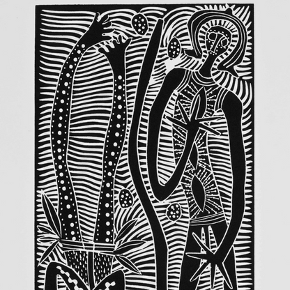 ARONE MEEKS | 'Maroo bunji (brothers)' | Linocut Print