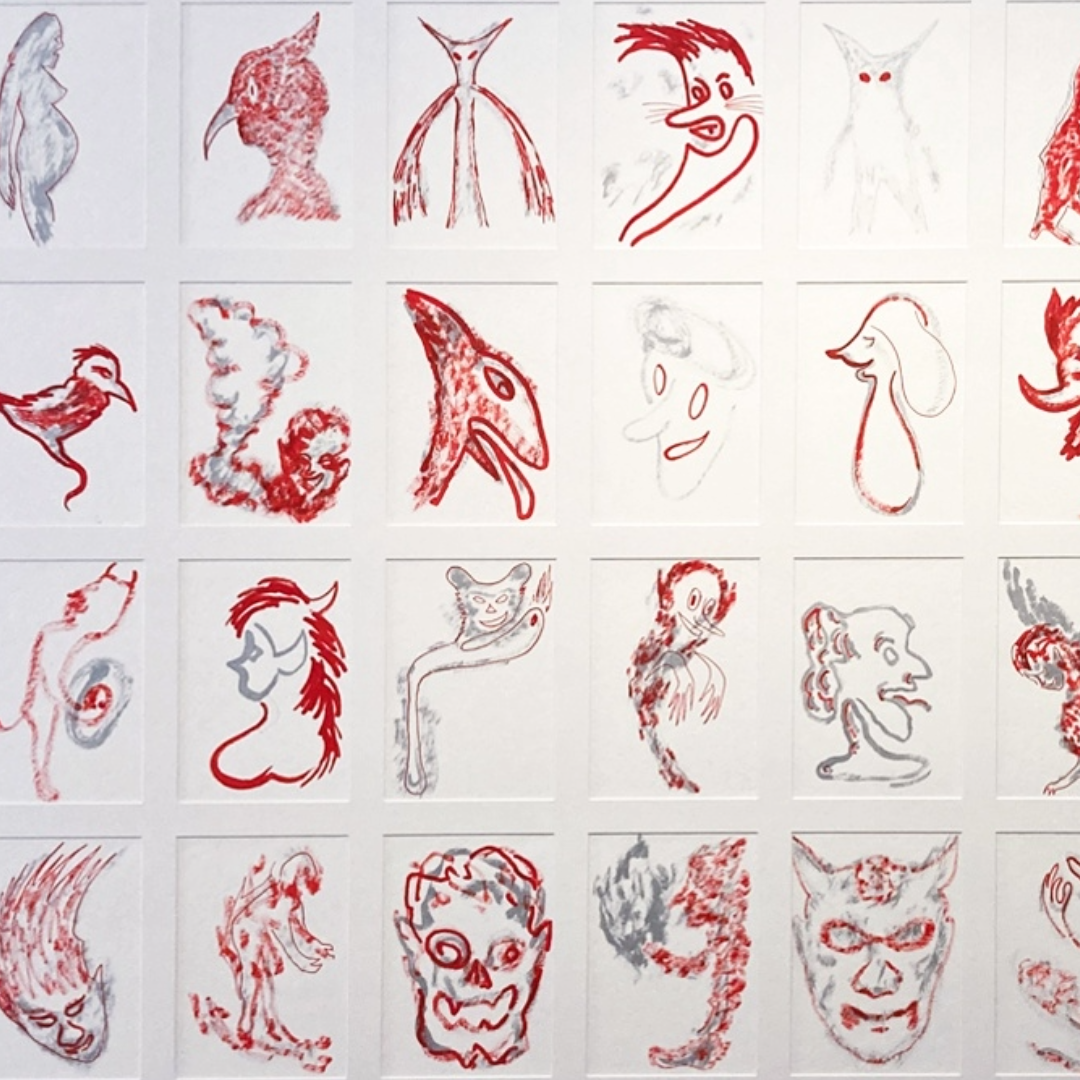 MARK MISIC | 'Spirits of the Red Rose' | 2024 | Mixed media on paper | H 680 x W 1184 mm