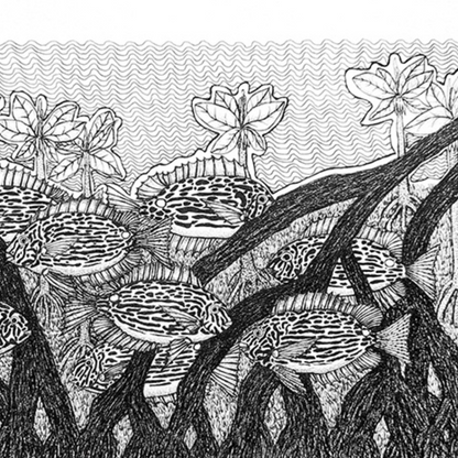 PETER BERTIE MORRISON | 'Golden Line Spine Foot' | Pen + ink drawing
