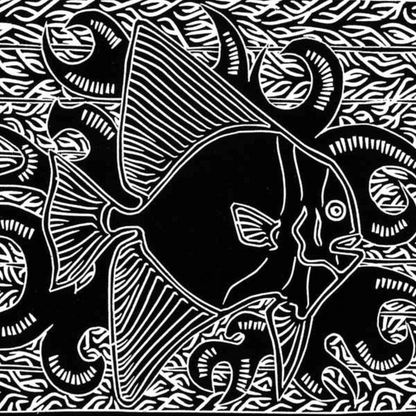 JOEL SAM | 'Long-finned Batfish' | Linocut