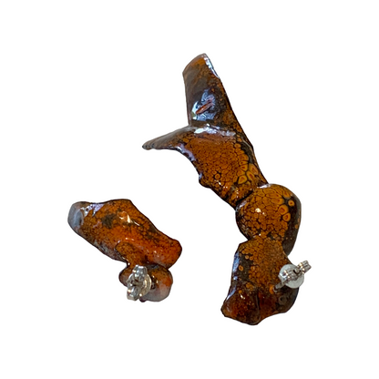 LOIS HAYES | ‘Shifting Contours - Earrings 6’ | 2025 | Enamel / recycled copper/ sterling silver | Studs