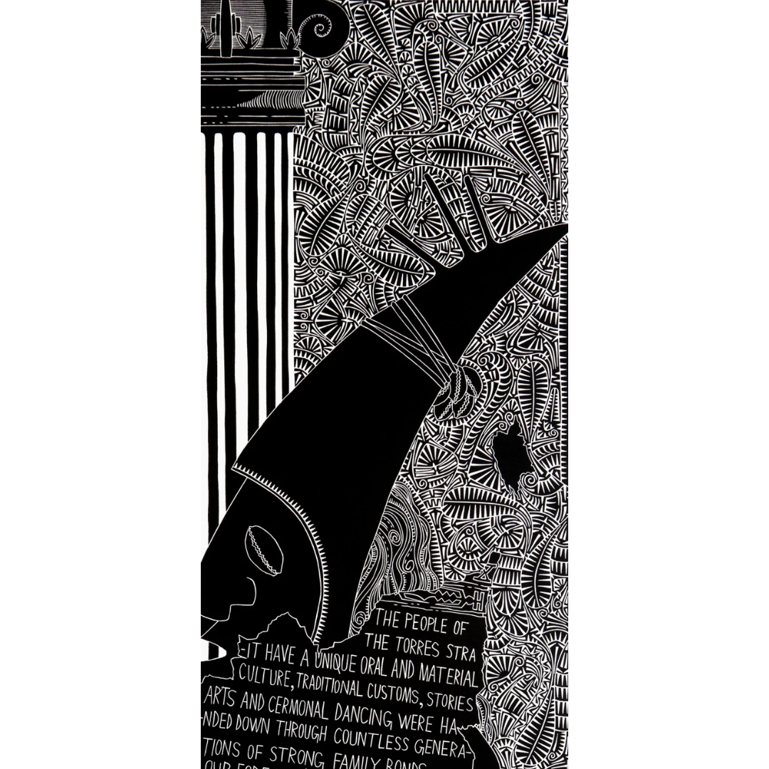 BRIAN ROBINSON | 'He ascended from the heavens with a plank of text' | Linocut Print