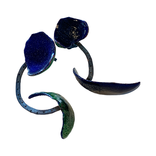 LOIS HAYES | ‘Shifting Contours - Earrings 9’ | 2025 | Enamel / recycled copper/ sterling silver | Studs