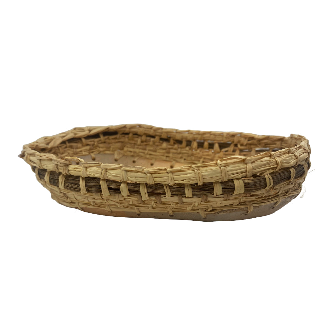 CHOLENA HUGHES | ‘Clay Weaving #4 | Wood-fired mixed clay / woven Madagascan raffia / palm spathe
