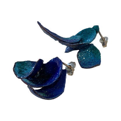 LOIS HAYES | ‘Shifting Contours - Earrings 1’ | 2025 | Enamel / recycled copper/ sterling silver