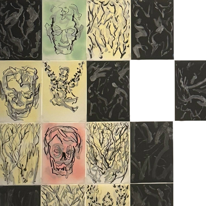 MARK MISIC | 'Elemental meme & fairies in the tree of life '  | 2025 | Mixed media on Yupo paper | H 2673 x W 1470 mm