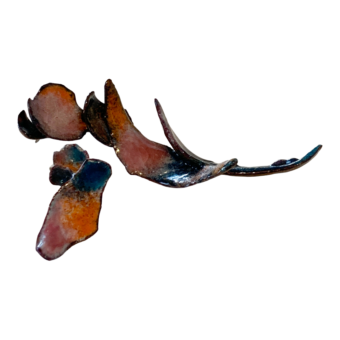 LOIS HAYES | ‘Shifting Contours - Earrings 6’ | 2025 | Enamel / recycled copper/ sterling silver | Studs