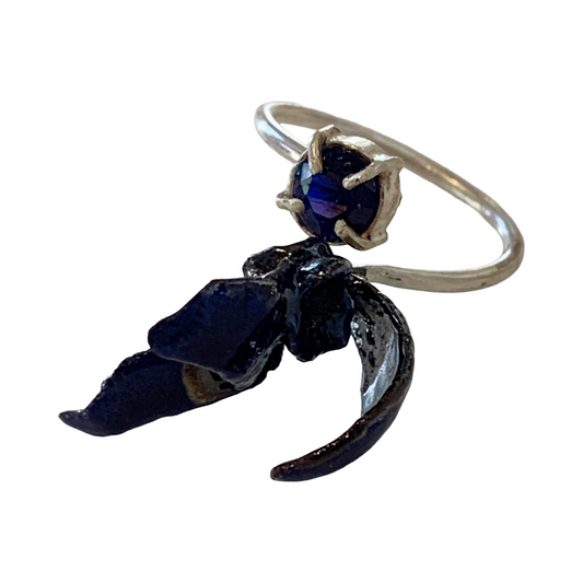 LOIS HAYES | ‘Shifting Contours - Ring 2’ | 2025 | Enamel / recycled copper/ sterling silver/ lab grown spinel