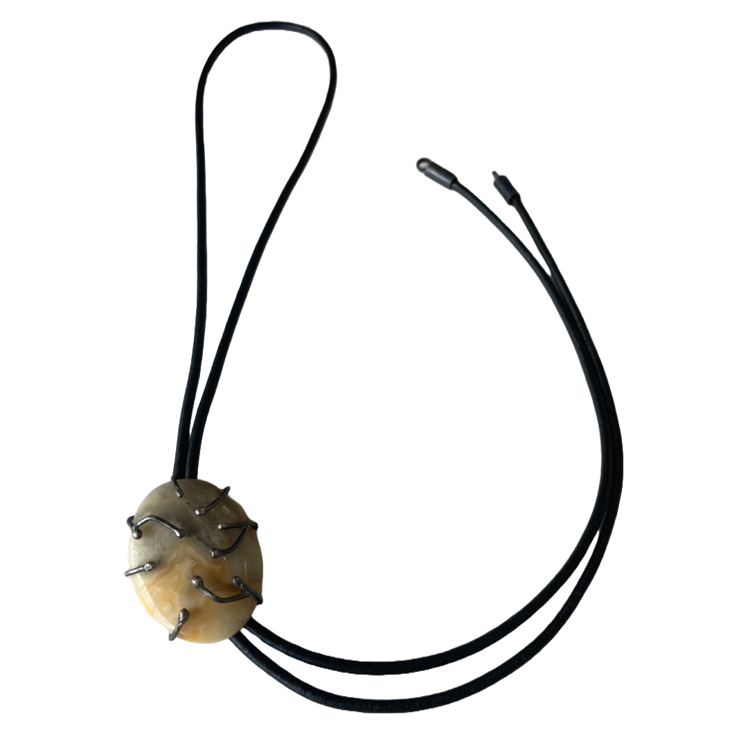 LOIS HAYES DESIGNS | 'Contemporary Bolo' | Bumble Bee jasper / leather / sterling silver