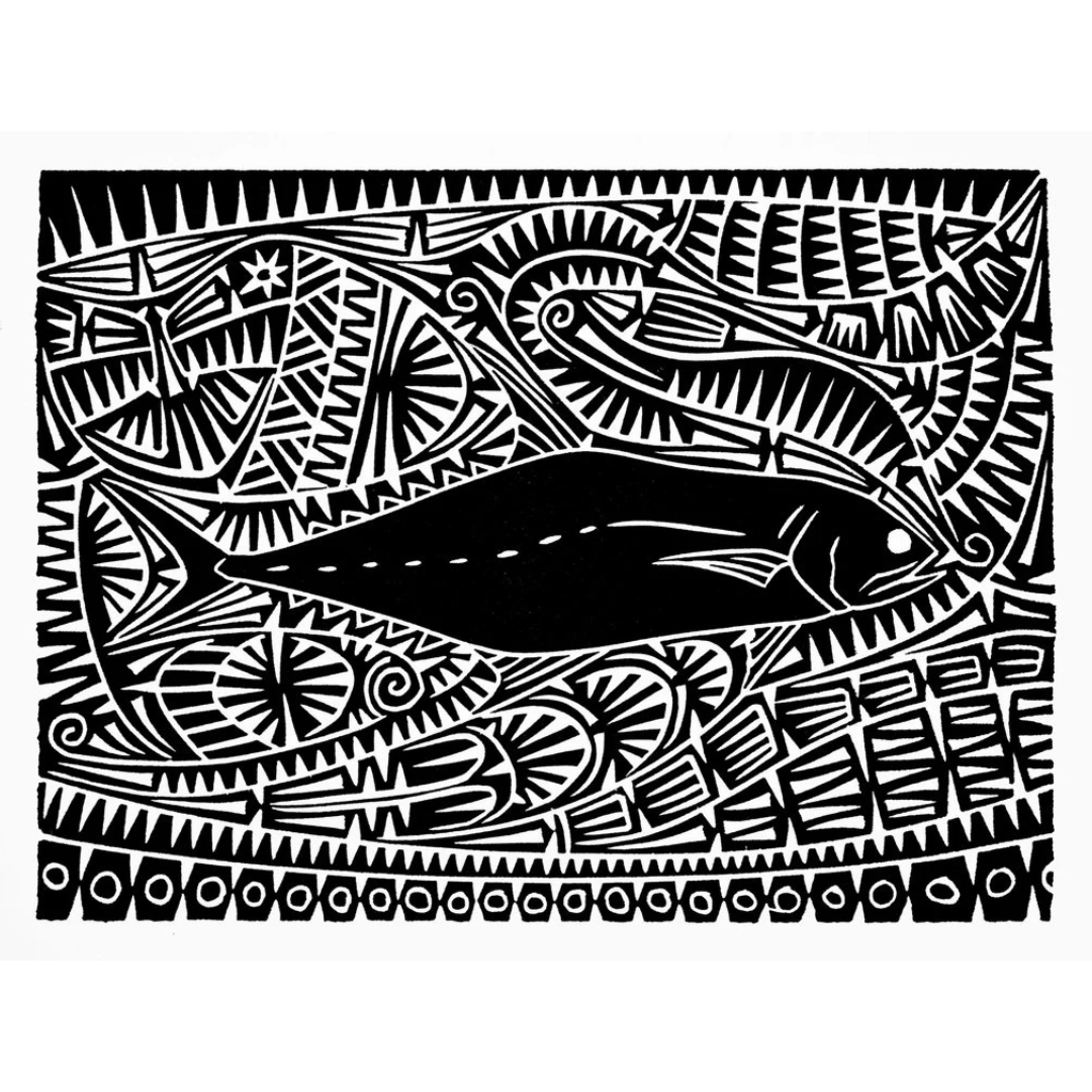BRIAN ROBINSON | 'Queen Fish Motif' | Linocut print