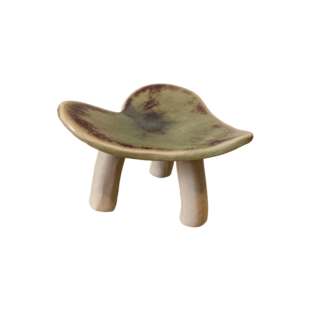 FLINTSTONE DESIGNS | ‘Green Burgundy Trim Heart Dish’ | Ceramic