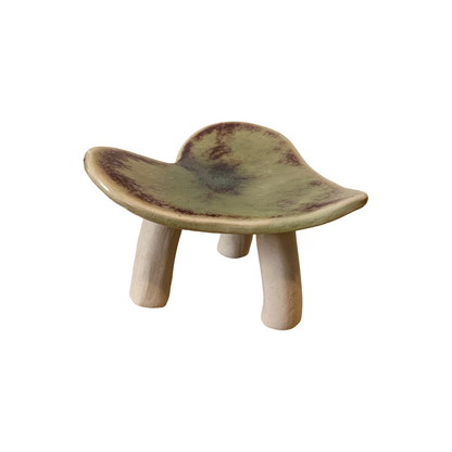 FLINTSTONE DESIGNS | ‘Green Burgundy Trim Heart Dish’ | Ceramic