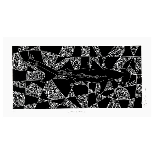 BRIAN ROBINSON | 'Lurking Baidam I Kursi' | Linocut