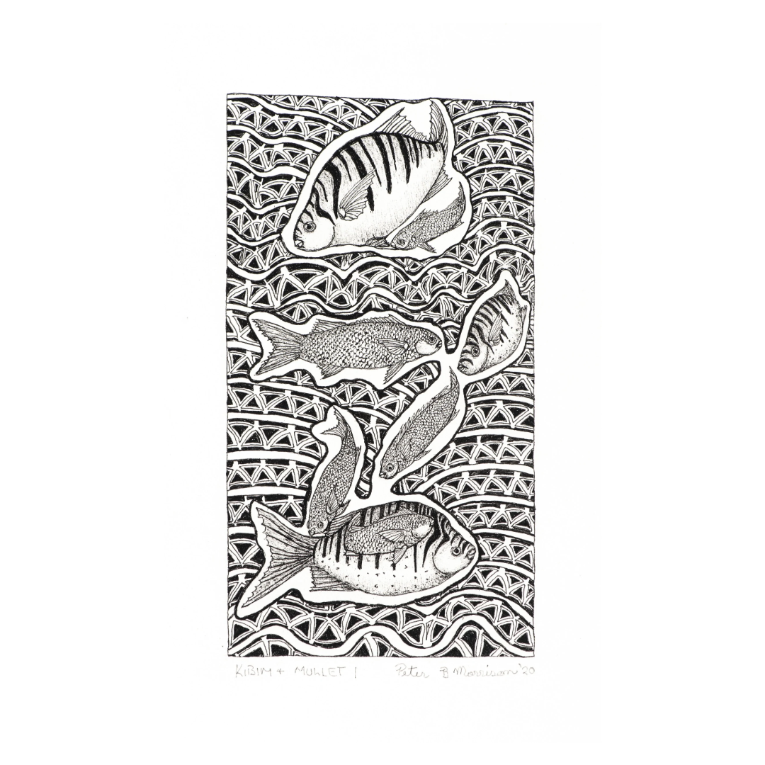 PETER B MORRISON | 'Kibim & Mullet I' Drawing | Pen and ink on archival paper